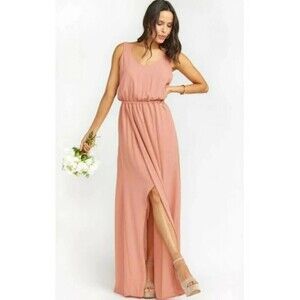 NWT SHOW ME YOUR MUMU Kendall Maxi Dress Rose Pink Low Back Bridesmaid Medium